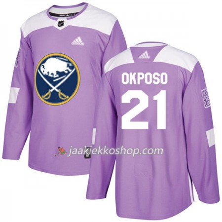 Miehille NHL Buffalo Sabres Pelipaita Kyle Okposo 21 Adidas 2017-2018 Violetti Fights Cancer Practice Authentic
